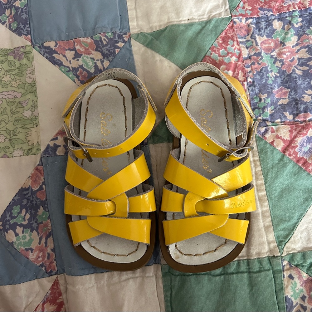 Saltwater Vibrant Yellow Sandals with Adjustable Buckle and Sturdy Sole
